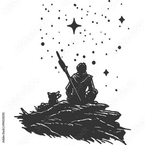 In the Twilight's Embrace Vintage Illustration Vector