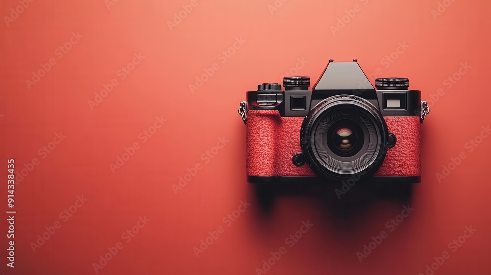 Fototapeta premium Freelance photographer flat design top view shoot animation Complementary Color Scheme