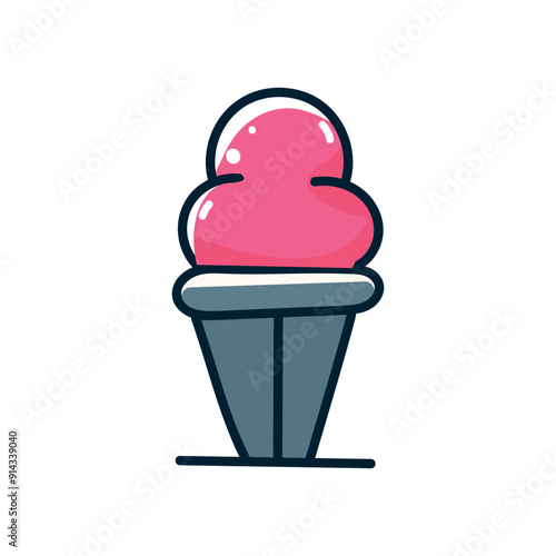 Vector ice cream sweet dessert icon.delicious cone ice-cream design. 