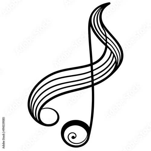 continuous music line art note vector illustration