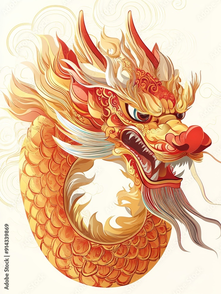 Golden Dragon with Intricate Details Golden Dragon with Intricate Details