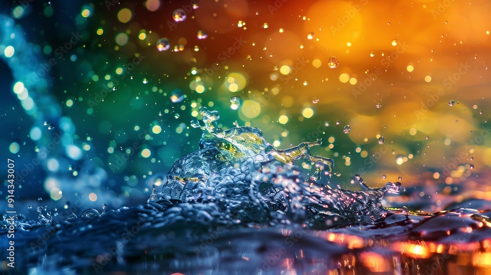 Water Splash with Rainbow Lights Water Splash with Rainbow Lights