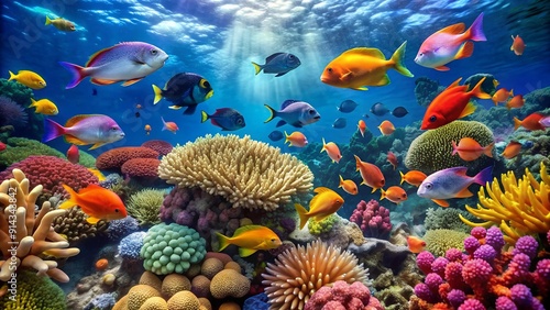 A Vibrant Underwater Ballet of Colors and Movement  generative AI