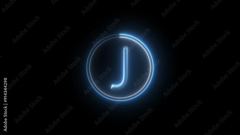 Abstract Bright Neon Letter Icon Animation and Neon Light alphabet Symbol on Black Background. Abstract Bright Neon Letter Icon Animation and Neon Light alphabet Symbol on Black Background.