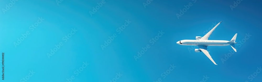 A passenger airplane is flying high in the clear blue sky A passenger airplane is flying high in the clear blue sky