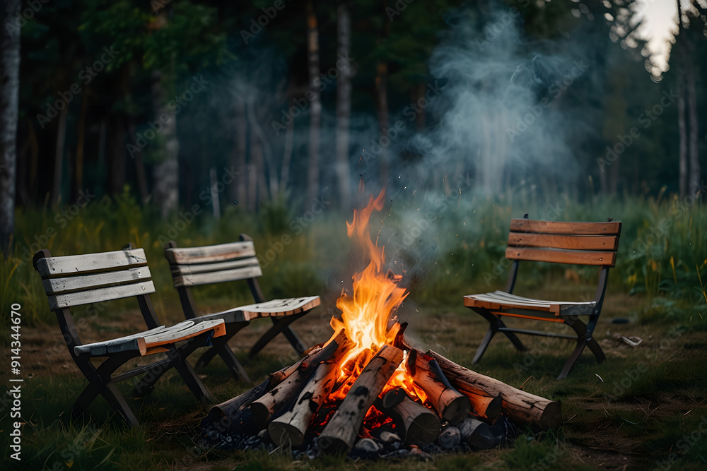 Beautiful fire pit near winter camping ground Beautiful fire pit near winter camping ground