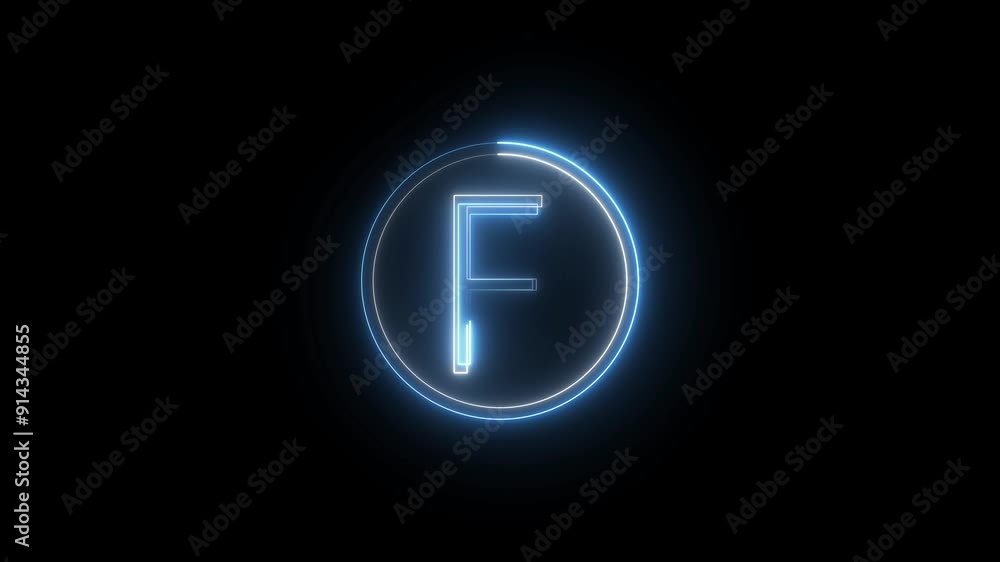 Abstract Bright Neon Letter Icon Animation and Neon Light alphabet Symbol on Black Background. Abstract Bright Neon Letter Icon Animation and Neon Light alphabet Symbol on Black Background.