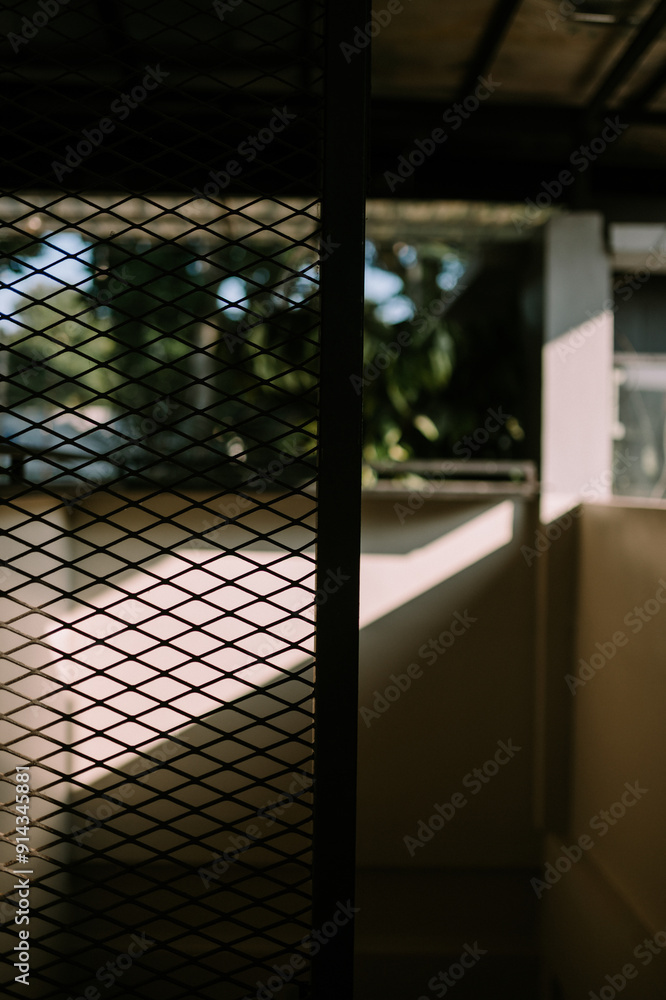 A thick wire fence with an industrial look, adding a strong, modern aesthetic, perfect for architecture, urban design A thick wire fence with an industrial look, adding a strong, modern aesthetic, perfect for architecture, urban design