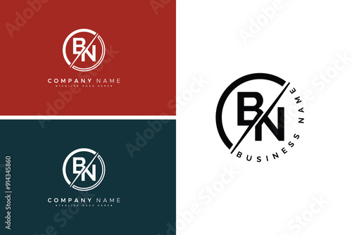 Abstract Letter BN Logo - Initial Monogram Template for Alphabet B and N photo