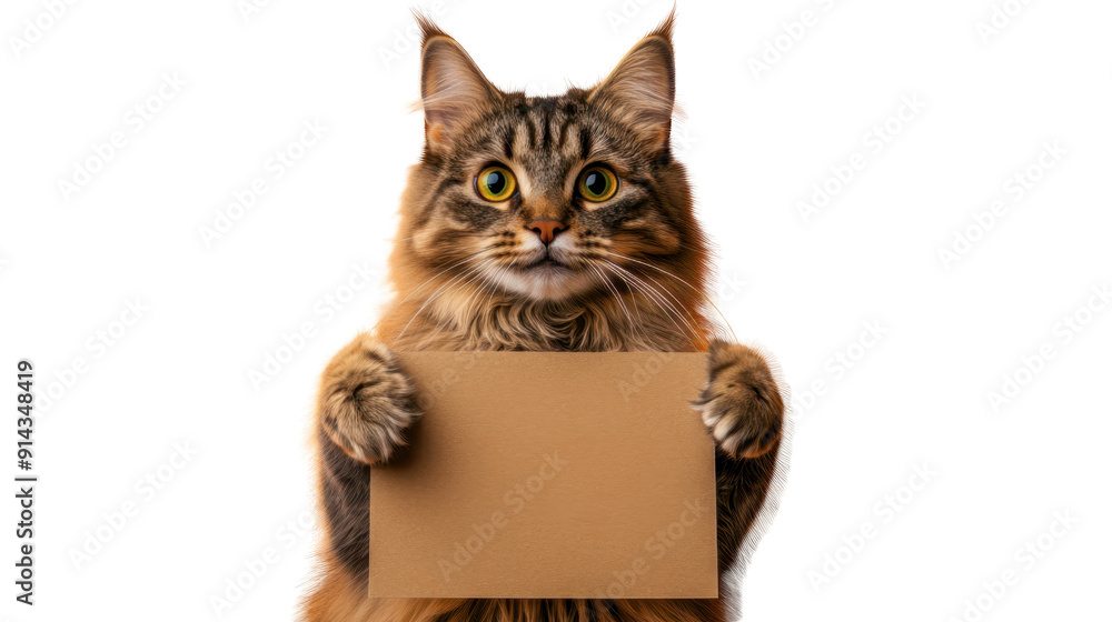 Proud Scottish Straight Cat Holding Banner Isolated on Transparent or white Background Proud Scottish Straight Cat Holding Banner Isolated on Transparent or white Background