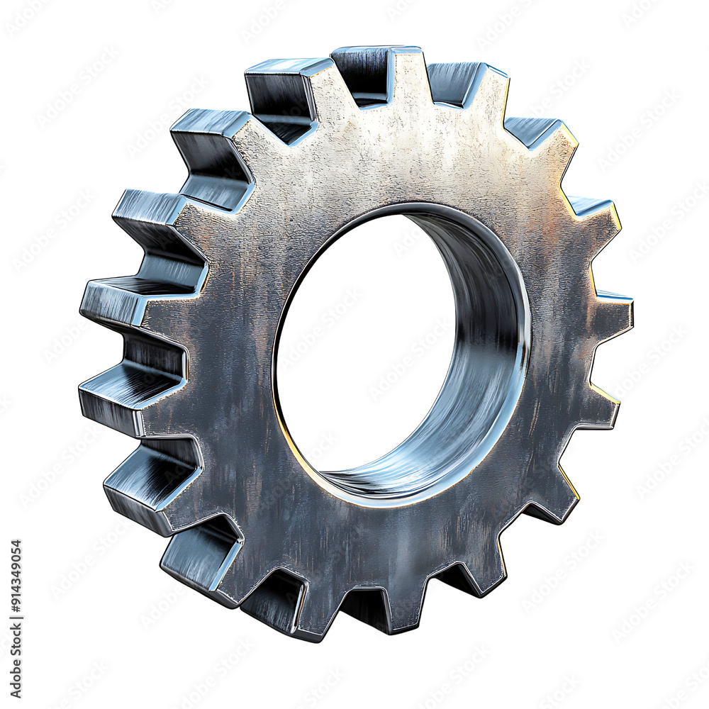 A metallic gear with detailed teeth against isolated on transparency PNG background, ideal for illustrating mechanical concepts, engineering, or industrial themes in presentations, advertisements A metallic gear with detailed teeth against isolated on transparency PNG background, ideal for illustrating mechanical concepts, engineering, or industrial themes in presentations, advertisements