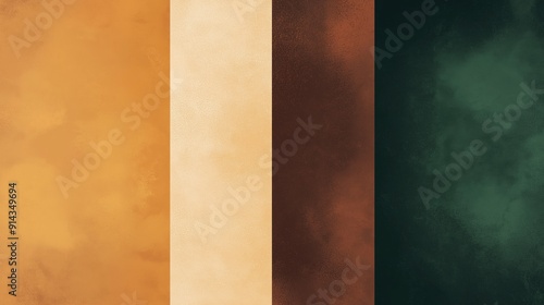 Background with four vertical stripes featuring shades of orange, yellow, brown and green, creating a vintage and elegant design