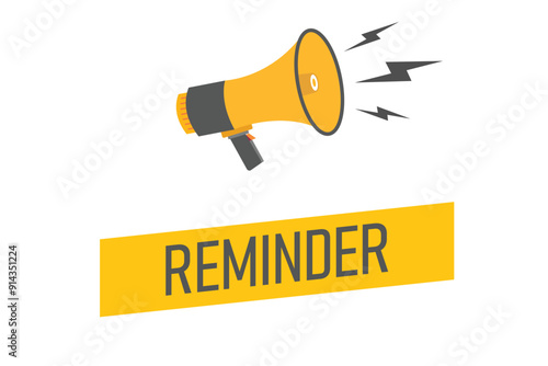 reminder button, banner, label, template for website. reminder text with colorful megaphone icon
