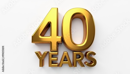 40 forty years anniversary 3D text typography illustration. Celebration, party, ceremony concept graphic element.