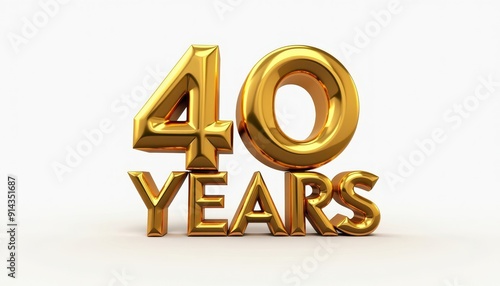 40 forty years anniversary 3D text typography illustration. Celebration, party, ceremony concept graphic element. photo