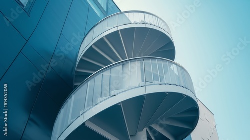 Striking external spiral staircase