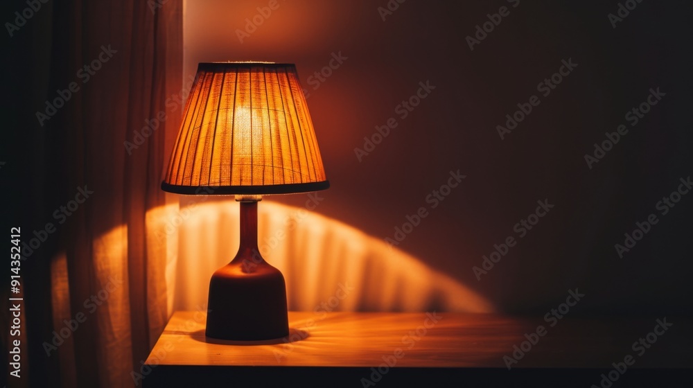 Single lamp illuminating a dark room Single lamp illuminating a dark room