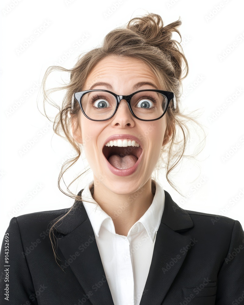 A delighted woman beams joyfully, her enthusiasm lighting up the room A delighted woman beams joyfully, her enthusiasm lighting up the room