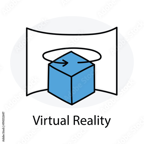 Immersive Virtual Reality Technology hand drawn Icon.