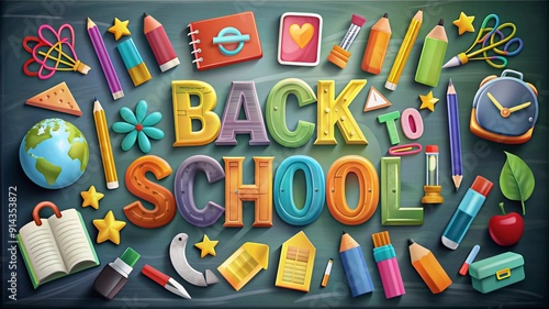 Back To School Typography and Welcome Back To School Text Illustration