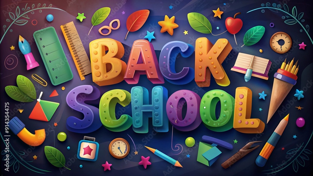 Back To School Typography and Welcome Back To School Text Illustration Back To School Typography and Welcome Back To School Text Illustration