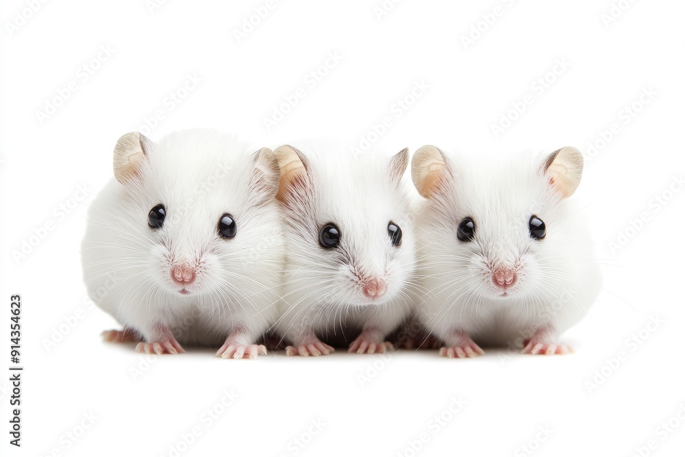 Three White Hamsters Looking Directly at the Camera Three White Hamsters Looking Directly at the Camera
