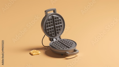 3D Rendering of an Isolated Waffle Maker on a Plain Background photo