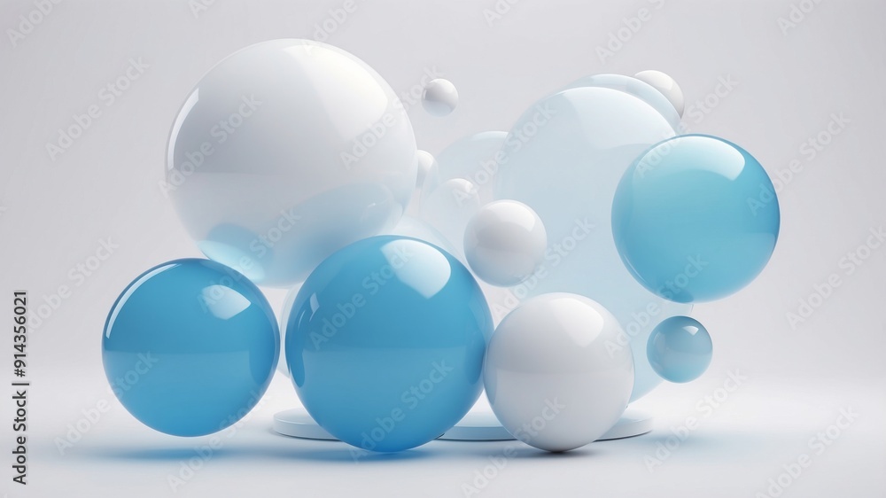 Background for presentations. White background blue balls 3D illustration Background for presentations. White background blue balls 3D illustration