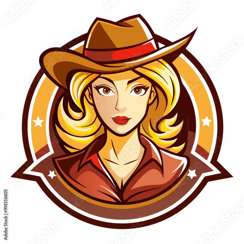 cowgirl blonde logo vector illustration