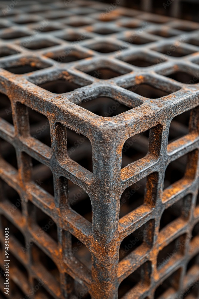 Rusty steel grating is stacked and prepared for use in construction work nearby Rusty steel grating is stacked and prepared for use in construction work nearby