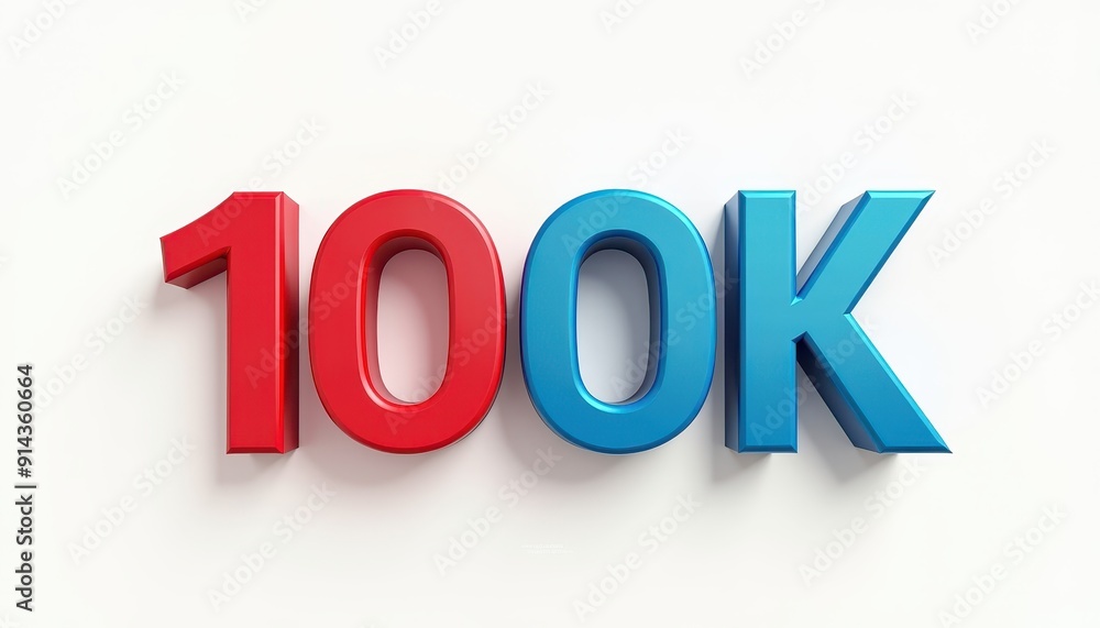 100 K number typography. One hundred thousand follower, celebration concept social media post banner design. 100 K number typography. One hundred thousand follower, celebration concept social media post banner design.