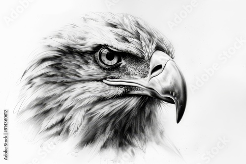  A black-and-white drawing of an eagle's head against a backdrop of a bald eagle's head