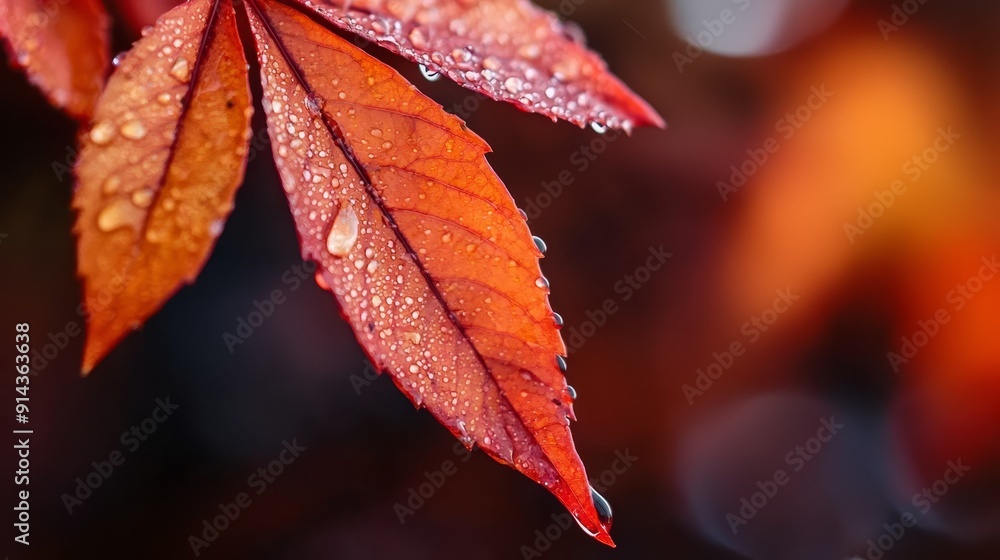 leaves with water droplets, softly blurred leaves with water droplets, softly blurred