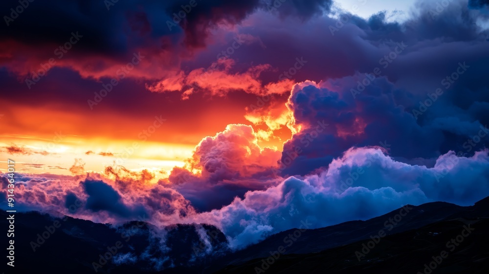 mountains with clouded foreground, background features clouds and range mountains with clouded foreground, background features clouds and range