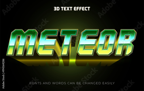 Meteor retro 3d editable text effect style