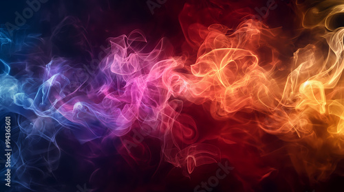 Colorful Smoke on a Dark Background, Abstract and Creative Expression