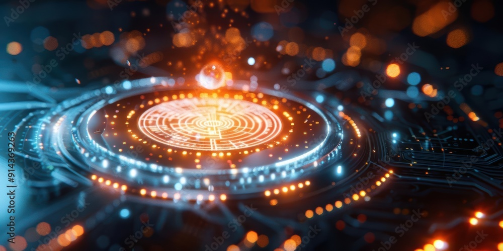Futuristic digital design featuring glowing lights and intricate patterns, perfect for sci-fi and technology themes. Futuristic digital design featuring glowing lights and intricate patterns, perfect for sci-fi and technology themes.