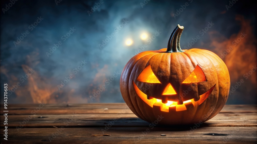 Halloween pumpkin with carved spooky face on Halloween night , Jack-o-lantern, orange, holiday, festive, celebration Halloween pumpkin with carved spooky face on Halloween night , Jack-o-lantern, orange, holiday, festive, celebration