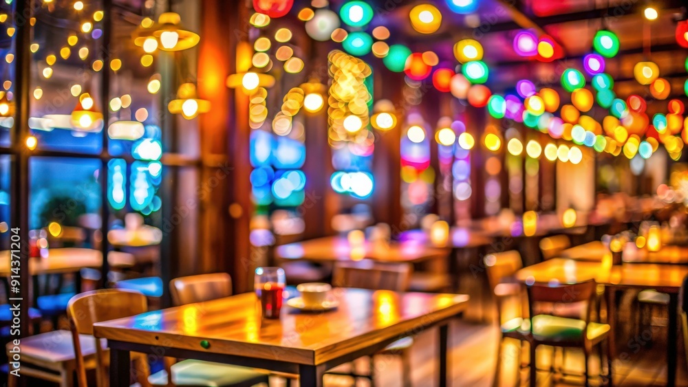 Blurred background of a restaurant with colorful bokeh lights, blur, defocused, background, restaurant, lights, bokeh Blurred background of a restaurant with colorful bokeh lights, blur, defocused, background, restaurant, lights, bokeh