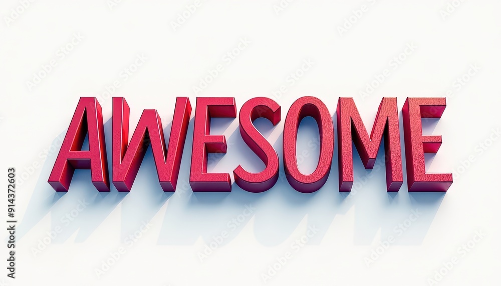 Fototapeta premium AWESOME 3D text typography design. Trendy clean three dimensional lettering illustration.