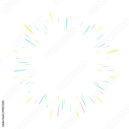 爆発の光が広がる細い線のイラスト素材