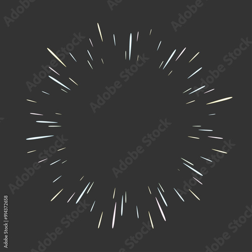 爆発の光が広がる細い線のイラスト素材