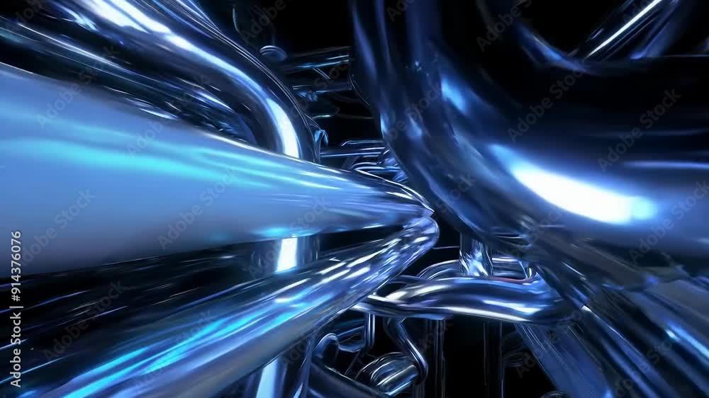 Futuristic metallic pipes in abstract design