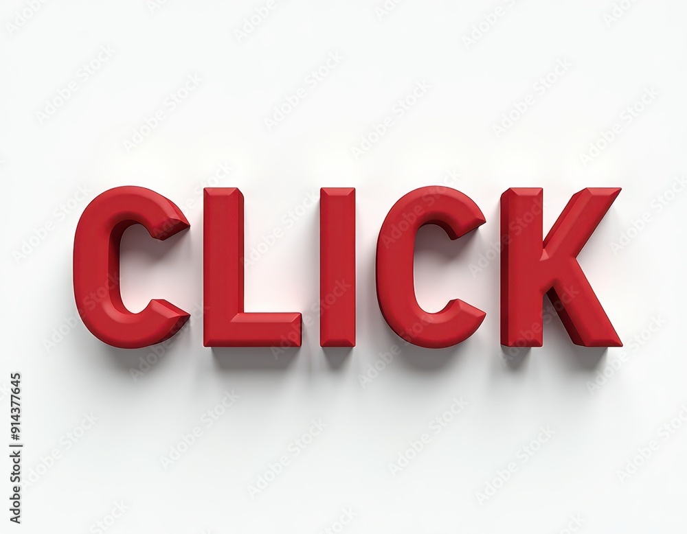 Click word 3D text typography design. Web, network, online webpage concept three dimensional lettering illustration Click word 3D text typography design. Web, network, online webpage concept three dimensional lettering illustration