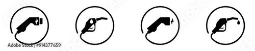 Gas or Electric, Filling station icon set.Vector icons of gasoline or electric, petrol or charging gun. Fuel nozzle icons. Vector icons 