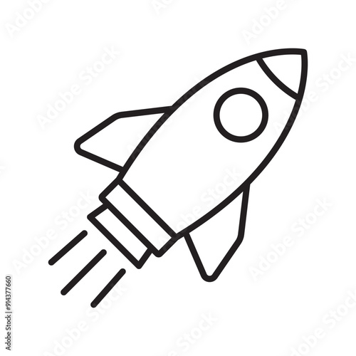 Rocket icon. Simple outline rocket sign. Rocket launched icon.