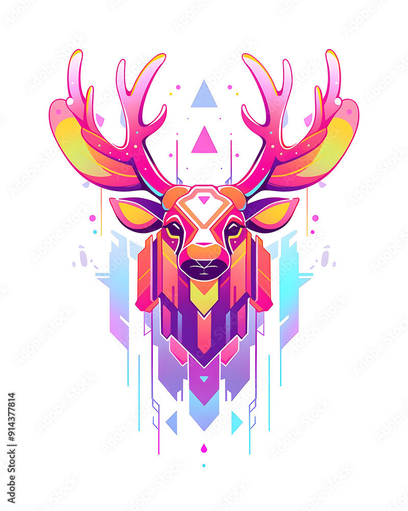 Naklejka premium Geometric Moose head art nouveau illustration