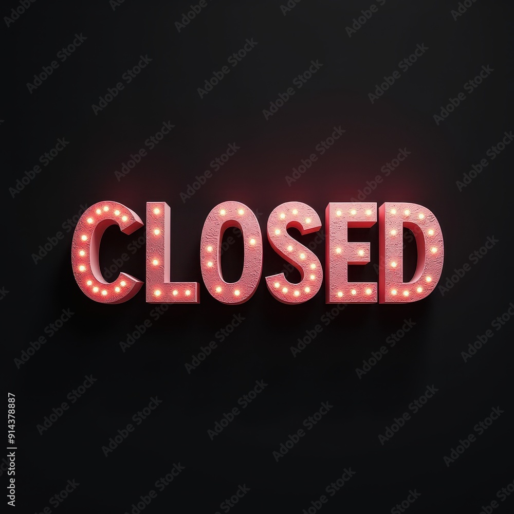 Illuminated closed sign against a dark background. Illuminated closed sign against a dark background.