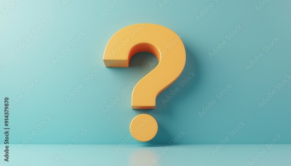 Large yellow question mark on a light blue background. Large yellow question mark on a light blue background.