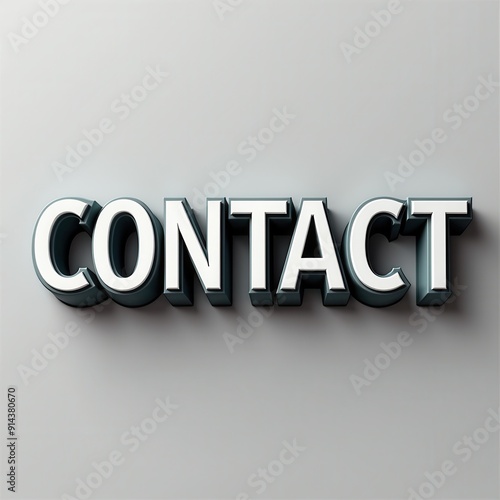 Bold and modern 'Contact' text with 3D metallic effect.